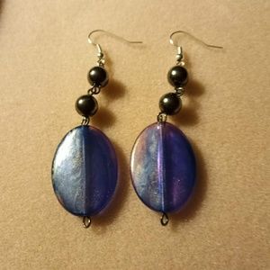 Purpleish black bead earings